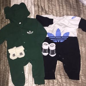 Boys adidas jumpsuits and converse infant socks